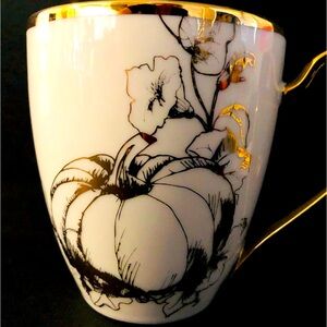 Rare - Vintage, Discontinued Porcelain - Ciroa C9A6, Gold Pumpkin & Vine Cup